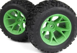 Mounted Linebacker Tire On Mt Wheel - Green/2Pcs - Mv150682 - Maverick Rc