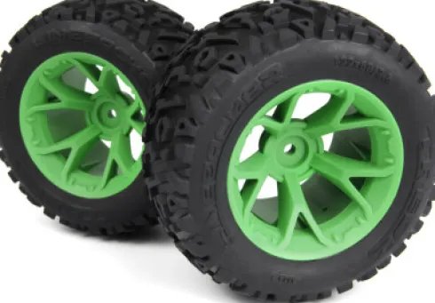 Mounted Linebacker Tire On Mt Wheel - Green/2Pcs - Mv150682 - Maverick Rc