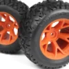 Mounted Linebacker Tire On Mt Wheel - Orange/2Pcs - Mv150681 - Maverick Rc
