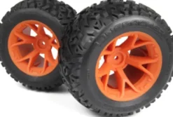 Mounted Linebacker Tire On Mt Wheel - Orange/2Pcs - Mv150681 - Maverick Rc