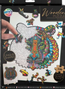 Moxy - Wooden Puzzle - Tiger Puslespil I Træ - 130 Brikker