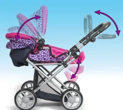 My Baby - 3-I-1 Dukkevogn - Dukke Barnevogn - Lyserød