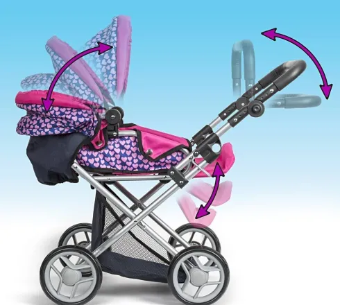 My Baby - 3-I-1 Dukkevogn - Dukke Barnevogn - Lyserød