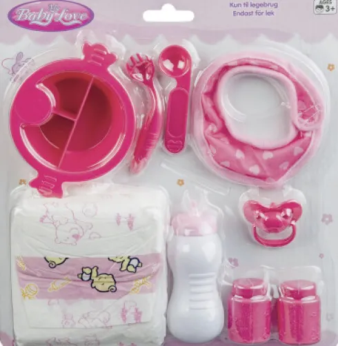 My Baby Love - Dukke Ble, Mælkeflaske Og Spisesæt - Vn 61229