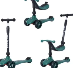 My Hood - 2-I-1 Løbecykel Og Løbehjul - Kick'n Ride - Grøn