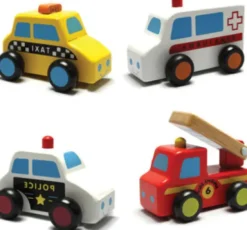 New Classic Toys - Biler I Træ - 4 Stk