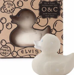 Oli & Carol - Lille Badeand - Hvid Med Sølv Prikker 8 CM