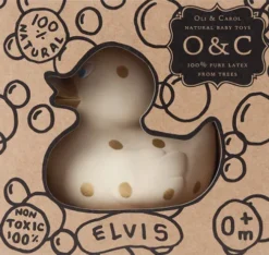 Oli & Carol - Lille Badeand - Hvid Med Guld Prikker 8 CM