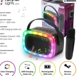 Party Fun Lights - Mini Karaoke Højttaler Med Trådløs Mikrofon