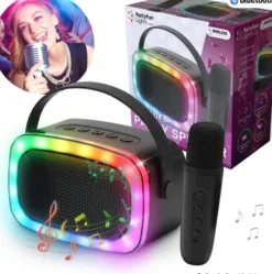 Party Fun Lights - Mini Karaoke Højttaler Med Trådløs Mikrofon