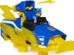 Paw Patrol Figur - Mighty Pups Charged Up - Chase Med Køretøj