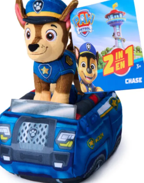 Paw Patrol - 2-I-1 Køretøj Plys Chase 15 CM