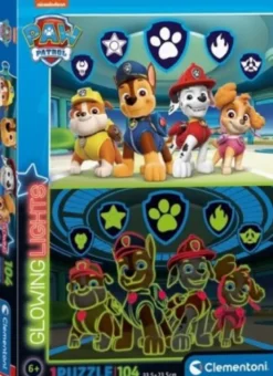 Paw Patrol Puslespil - Glowing Lights - Clementoni - 104 Brikker