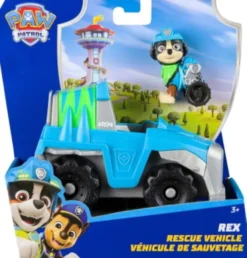 Paw Patrol - Rex Rescue Vehicle - Figur Og Køretøj Legesæt