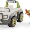 Paw Patrol - Tracker Figur Og Basic Køretøj - Jungle Cruiser