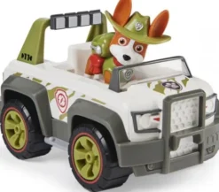 Paw Patrol - Tracker Figur Og Basic Køretøj - Jungle Cruiser