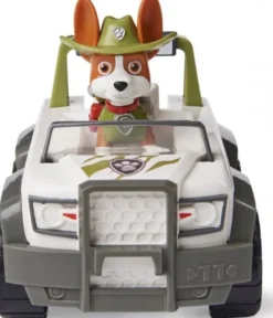 Paw Patrol - Tracker Figur Og Basic Køretøj - Jungle Cruiser