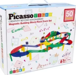 Picasso Tiles - Race Track Magnet Byggesæt - 50 Dele