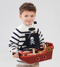Piratskib Legetøj - Fishbones - Inkl. 3 Sømænd - Træ - Mentari