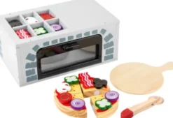 Pizzaovn Legetøj Med Tilbehør - Træ - 25 Dele - Small Foot