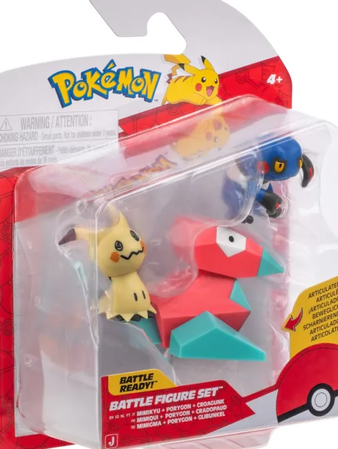 Pokémon - 3 Figurer - Battle Figure Set - Mimikyu, Porygon & Croagunk