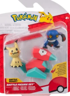 Pokémon - 3 Figurer - Battle Figure Set - Mimikyu, Porygon & Croagunk