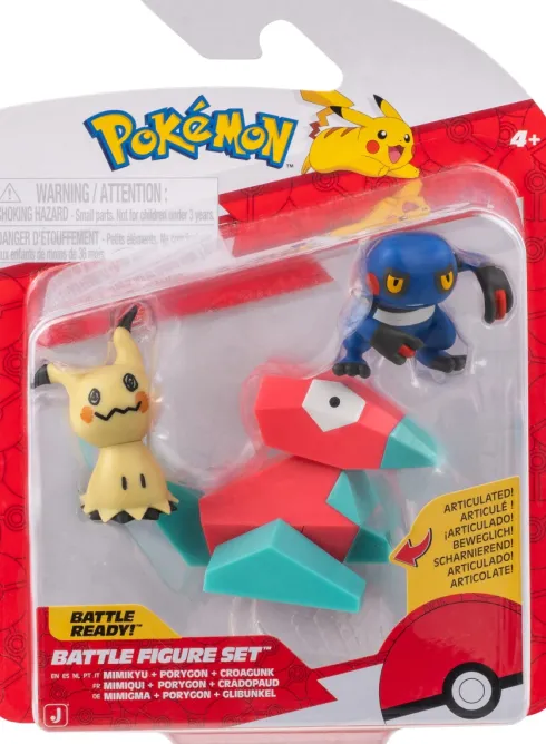 Pokémon - 3 Figurer - Battle Figure Set - Mimikyu, Porygon & Croagunk
