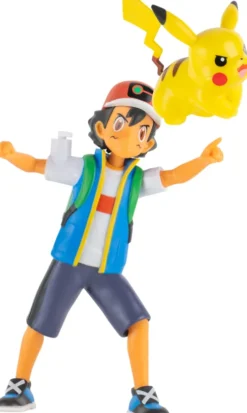 Pokémon Figur - Pikachu Og Ash - Battle Feature