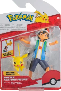 Pokémon Figur - Pikachu Og Ash - Battle Feature