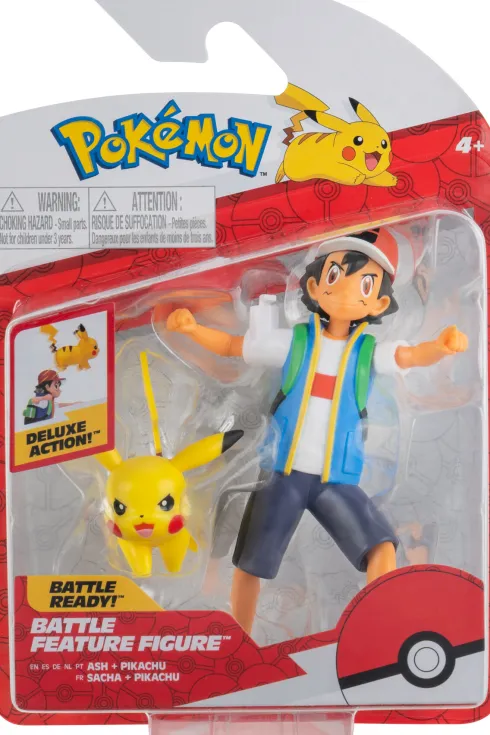 Pokémon Figur - Pikachu Og Ash - Battle Feature