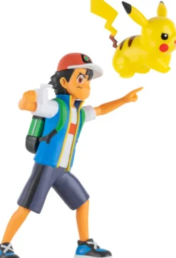 Pokémon Figur - Pikachu Og Ash - Battle Feature