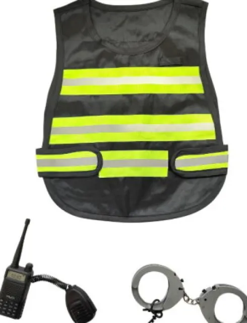 Politivest Med Refleks Striber - Walkie Og Håndjern - Legetøj