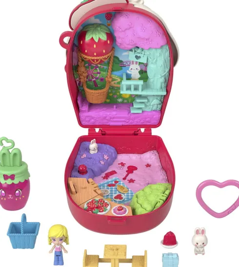 Polly Pocket - Core Compact Strawberry Bunny Basket - Mattel