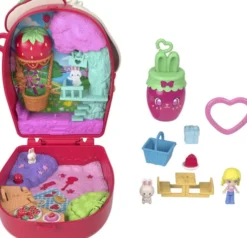 Polly Pocket - Core Compact Strawberry Bunny Basket - Mattel