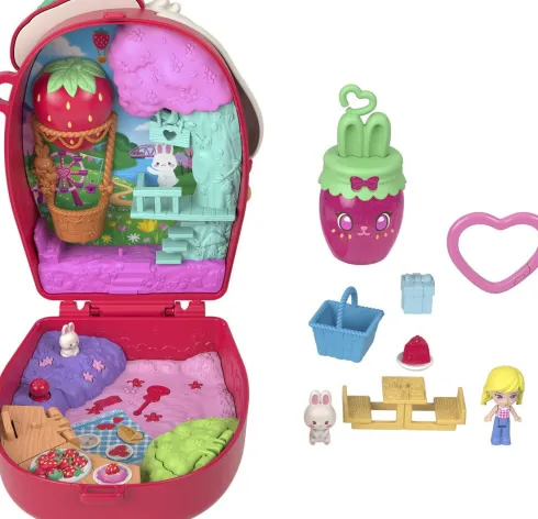 Polly Pocket - Core Compact Strawberry Bunny Basket - Mattel