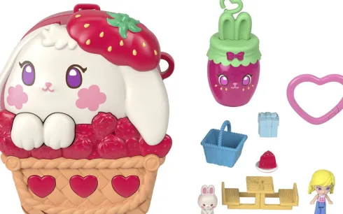 Polly Pocket - Core Compact Strawberry Bunny Basket - Mattel