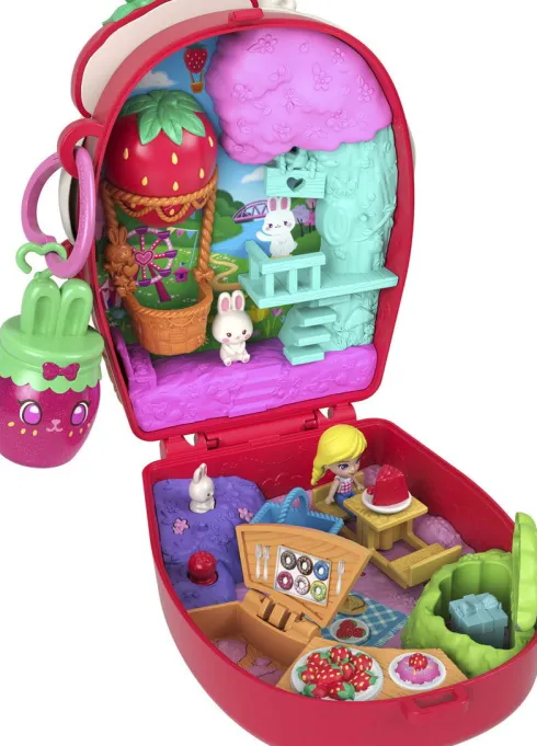 Polly Pocket - Core Compact Strawberry Bunny Basket - Mattel