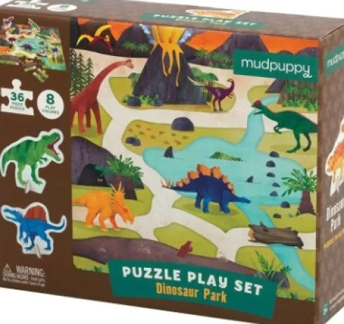 Puslespil 36 Brikker Og 8 Figurer - Dinosaur Park