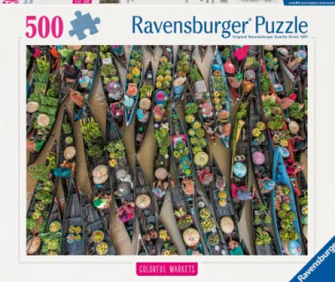 Ravensburger - Floating Market, Indonesia Puslespil - 500 Brikker