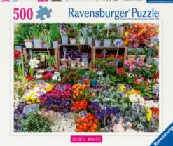 Ravensburger - Flower Market, France - 500 Brikker - Colorful Markets