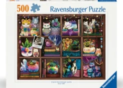 Ravensburger Puslespil - 500 Brikker - Katte Og Sukkulenter