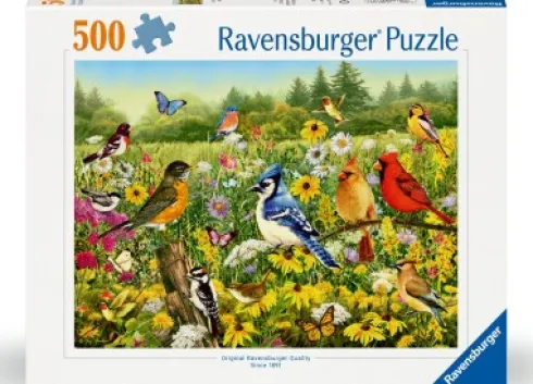 Ravensburger Puslespil - 500 Brikker - Fugle I Engen