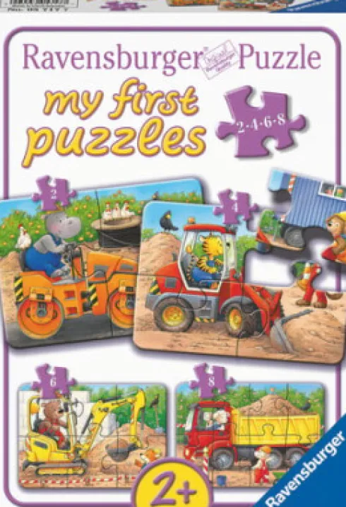 Ravensburger Puslespil - Byggepladsens Dyr - 2/4/6/8 Brikker