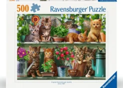 Ravensburger Puslespil - Cats On The Shelf - 500 Brikker