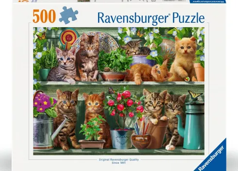Ravensburger Puslespil - Cats On The Shelf - 500 Brikker
