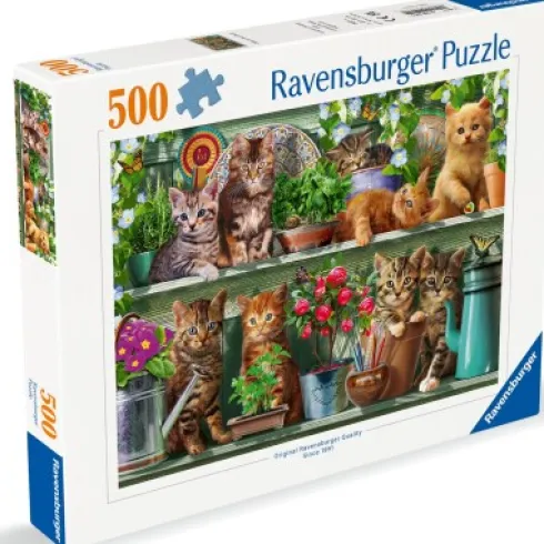 Ravensburger Puslespil - Cats On The Shelf - 500 Brikker