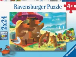 Ravensburger Puslespil - 2X24 Brikker - Bjørnefamilie På Ferie