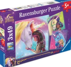Ravensburger Puslespil - 3X49 Brikker - Enhjørning Akademi