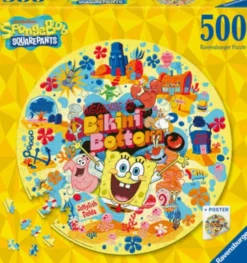 Ravensburger - Rundt Puslespil - 500 Brikker - Svampebob Firkant