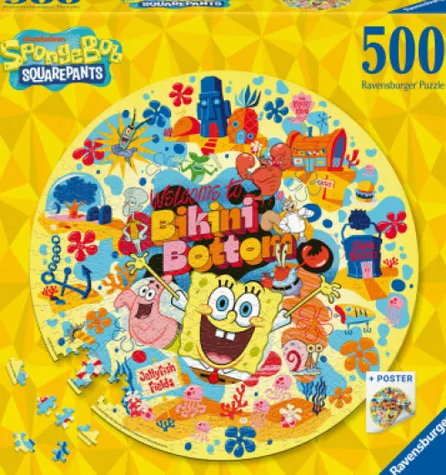 Ravensburger - Rundt Puslespil - 500 Brikker - Svampebob Firkant